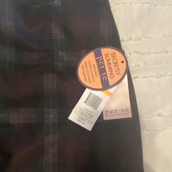 Slimming Tummy Control Plaid Pants - Picture 3 of 6